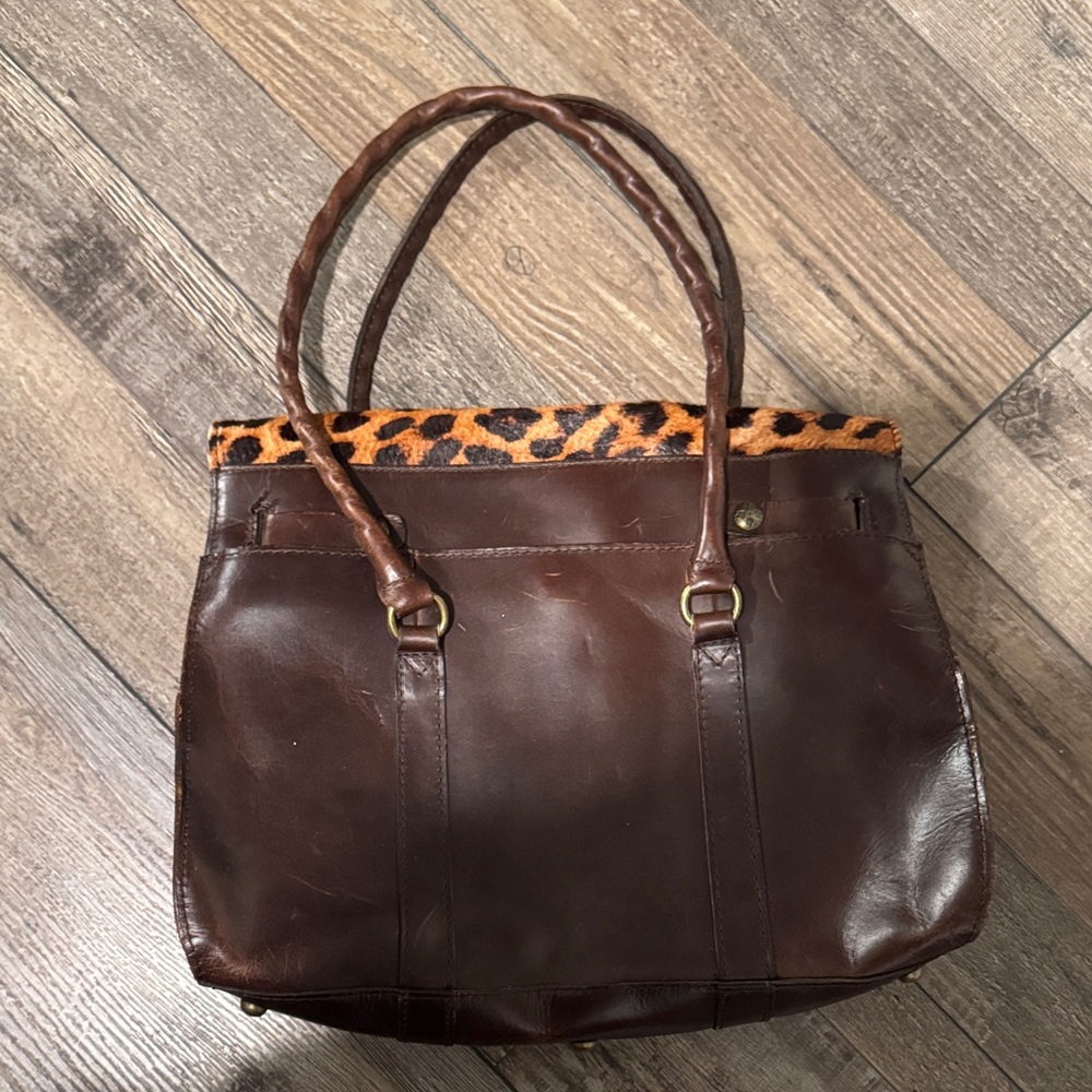 Patricia Nash Leopard and Dark Brown Shoulder Bag - Picture 2 of 4